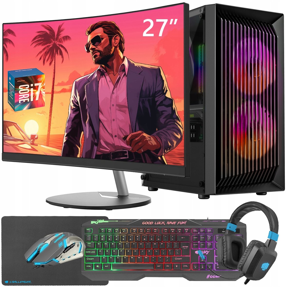 Počítač I7 Radeon Rx 32GB Ram Ssd 1TB Rgb WINDOWS10 Monitor 27