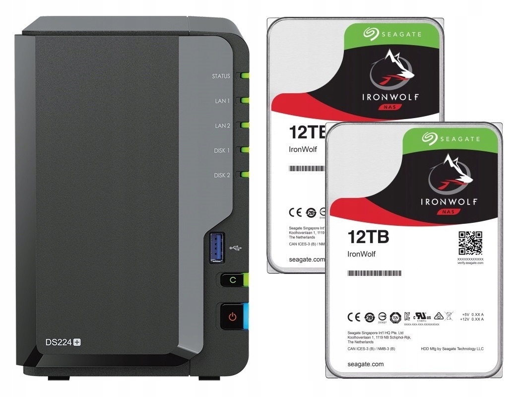 Synology DS224+ 6GB Ram 2x 12TB Seagate IronWolf