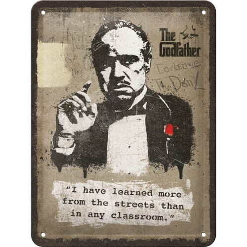 Postershop Plechová cedule The Godfather - Learn from the streets, (15 x 20 cm)