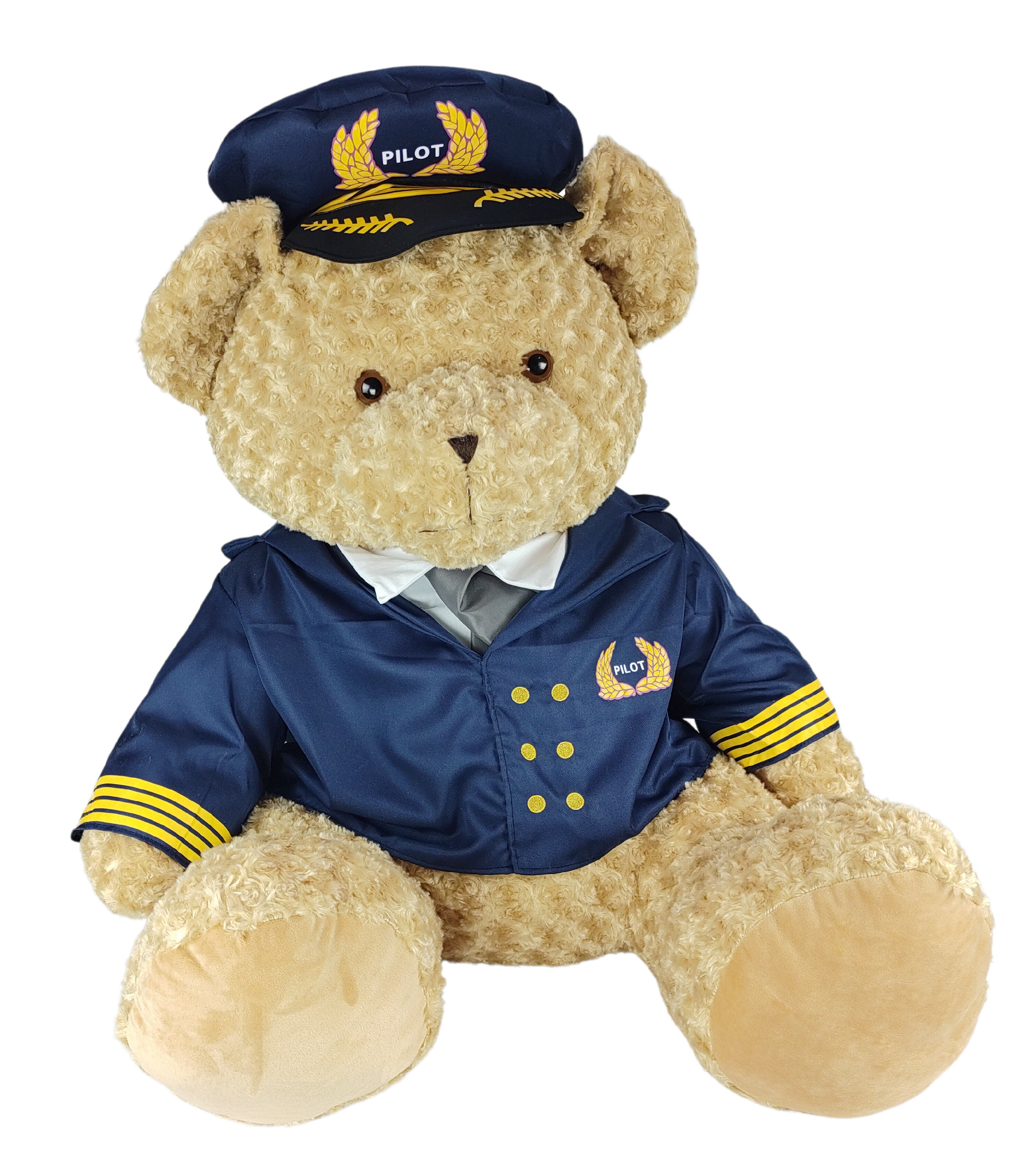 Medvěd pilot velký s čepicí sedící plyšová hračka 80cm Sunny Toys