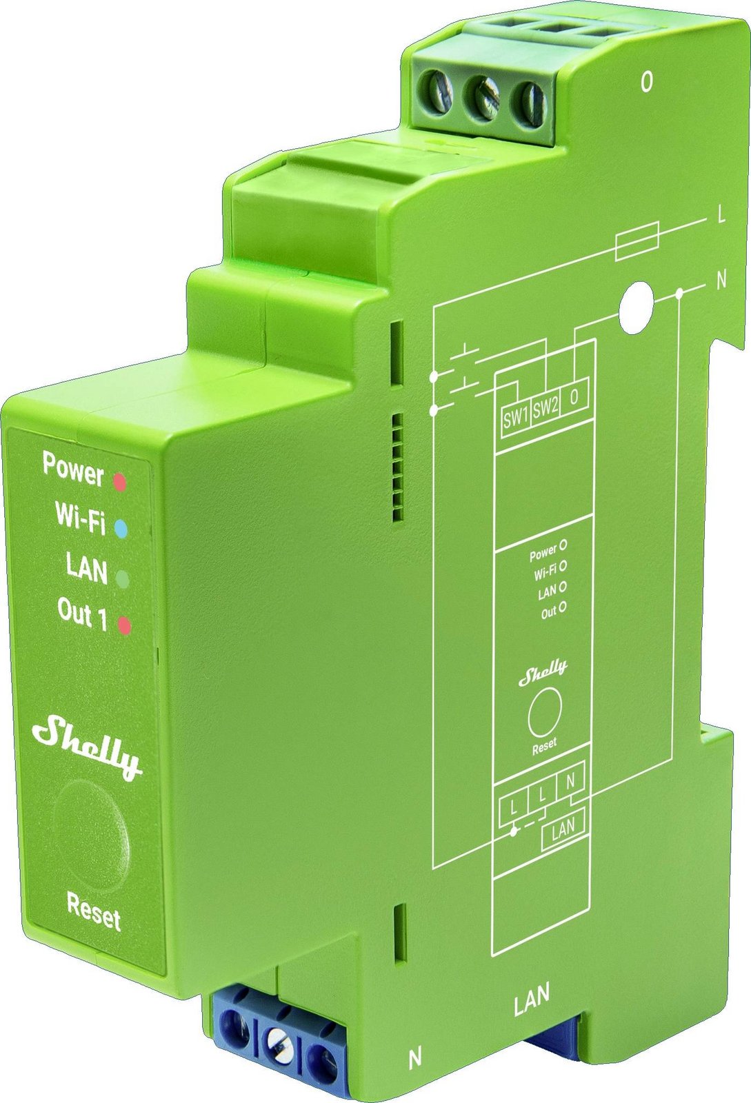 Shelly Pro Dimmer 1PM relé na DIN lištu Bluetooth, Wi-Fi