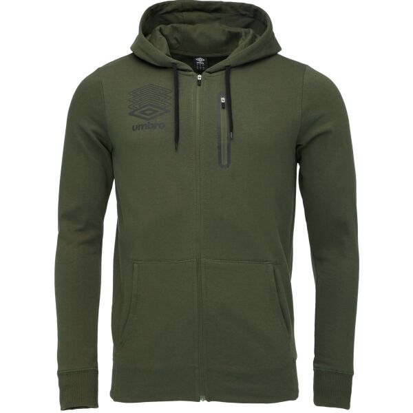 Umbro TERRACE ZIP HOODIE Pánská mikina, khaki, velikost