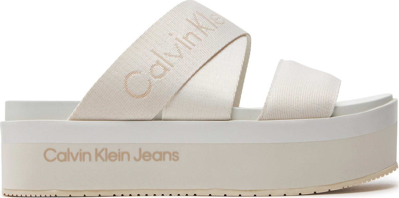 Nazouváky Calvin Klein Jeans Flatform Sandal Webbing In Mr YW0YW01361 Off White YBR