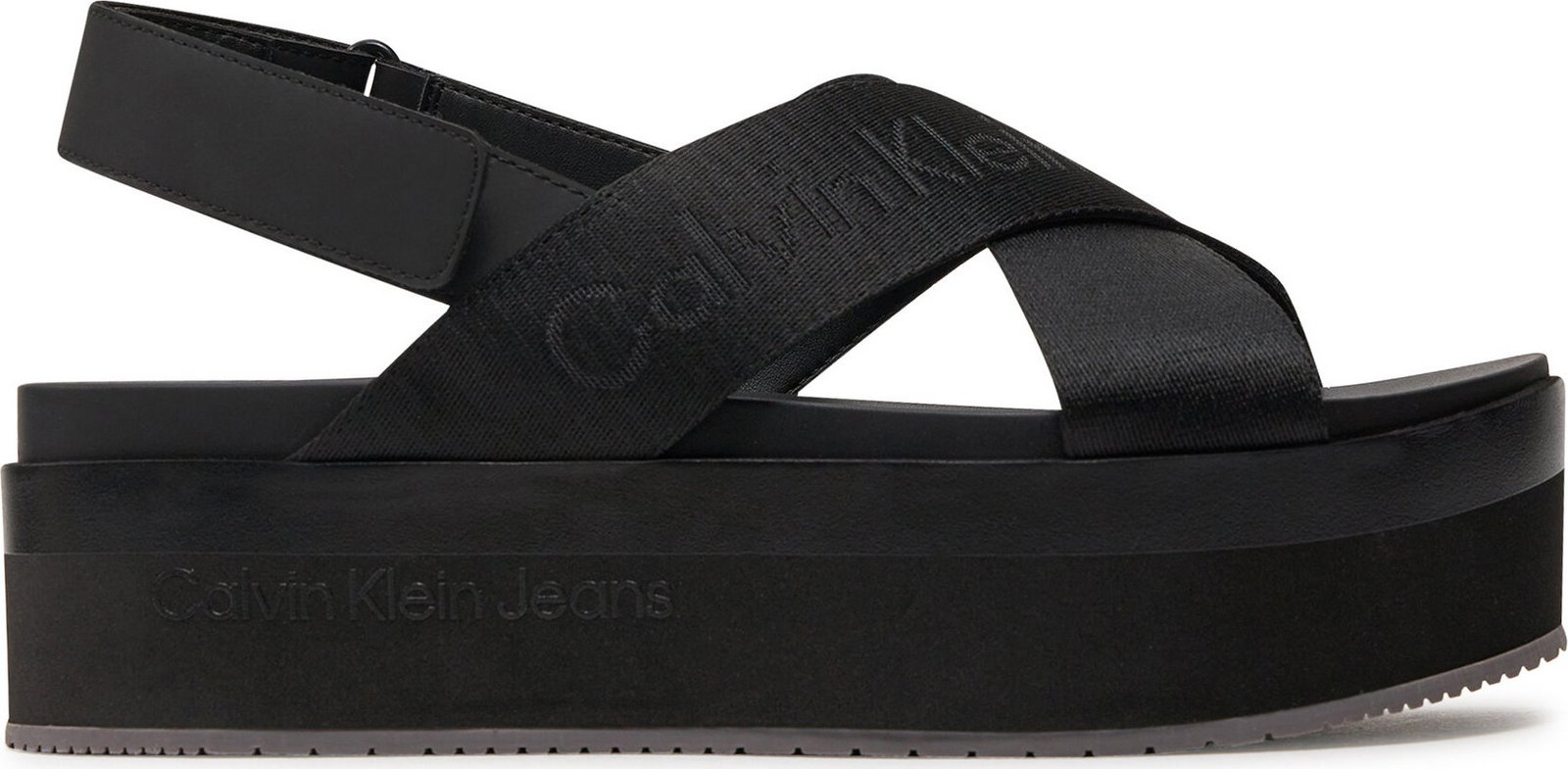 Sandály Calvin Klein Jeans Flatform Sandal Sling In Mr YW0YW01362 Triple Black 0GT