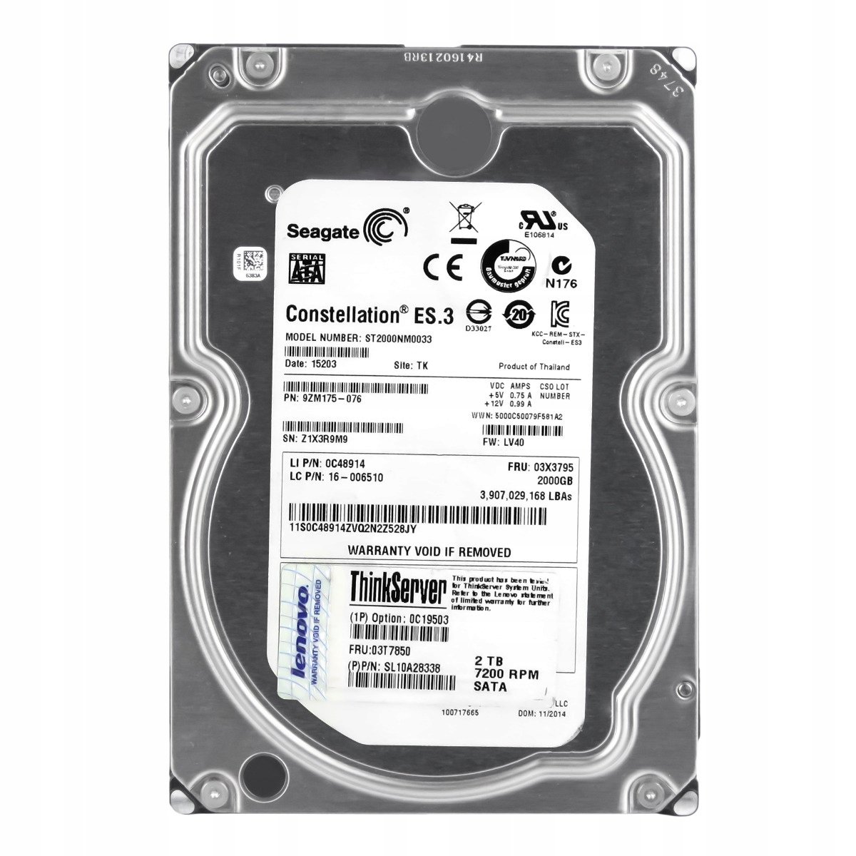 Lenovo 03T7850 2TB 7.2K 128MB Sata III 3.5'' ST2000NM0033
