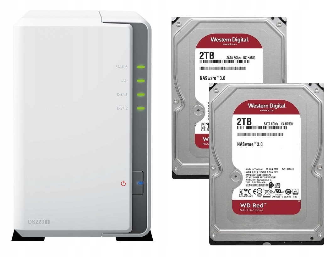 Nas Synology DS223j 2x 2TB Wd Red Plus