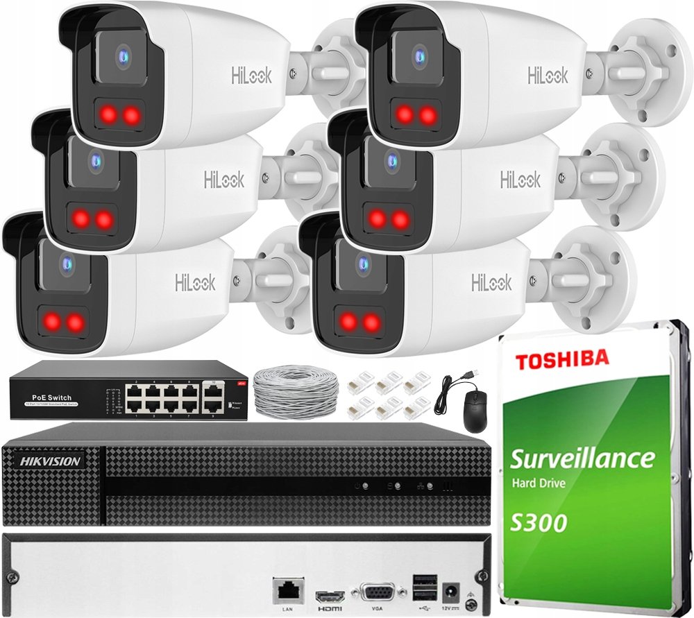 Monitorovací sada HiLook CCTV-KIT6-IPCAM-B4-50IR-8CH