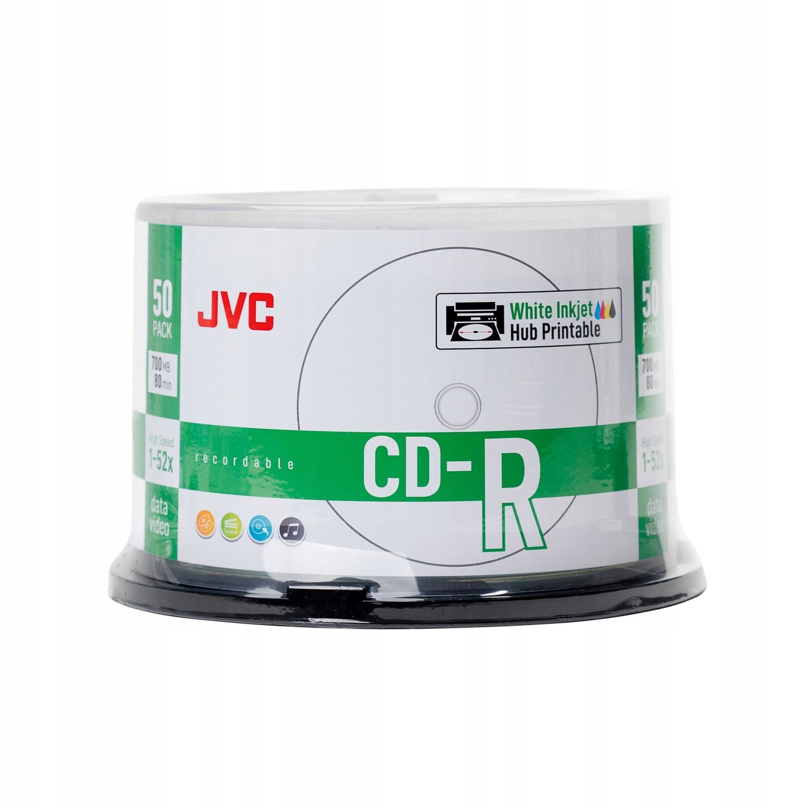 Jvc Cd-r 700MB 52X Tisknuté Vodotěsné Fotografie Glossy Cake Box * 50 Ks