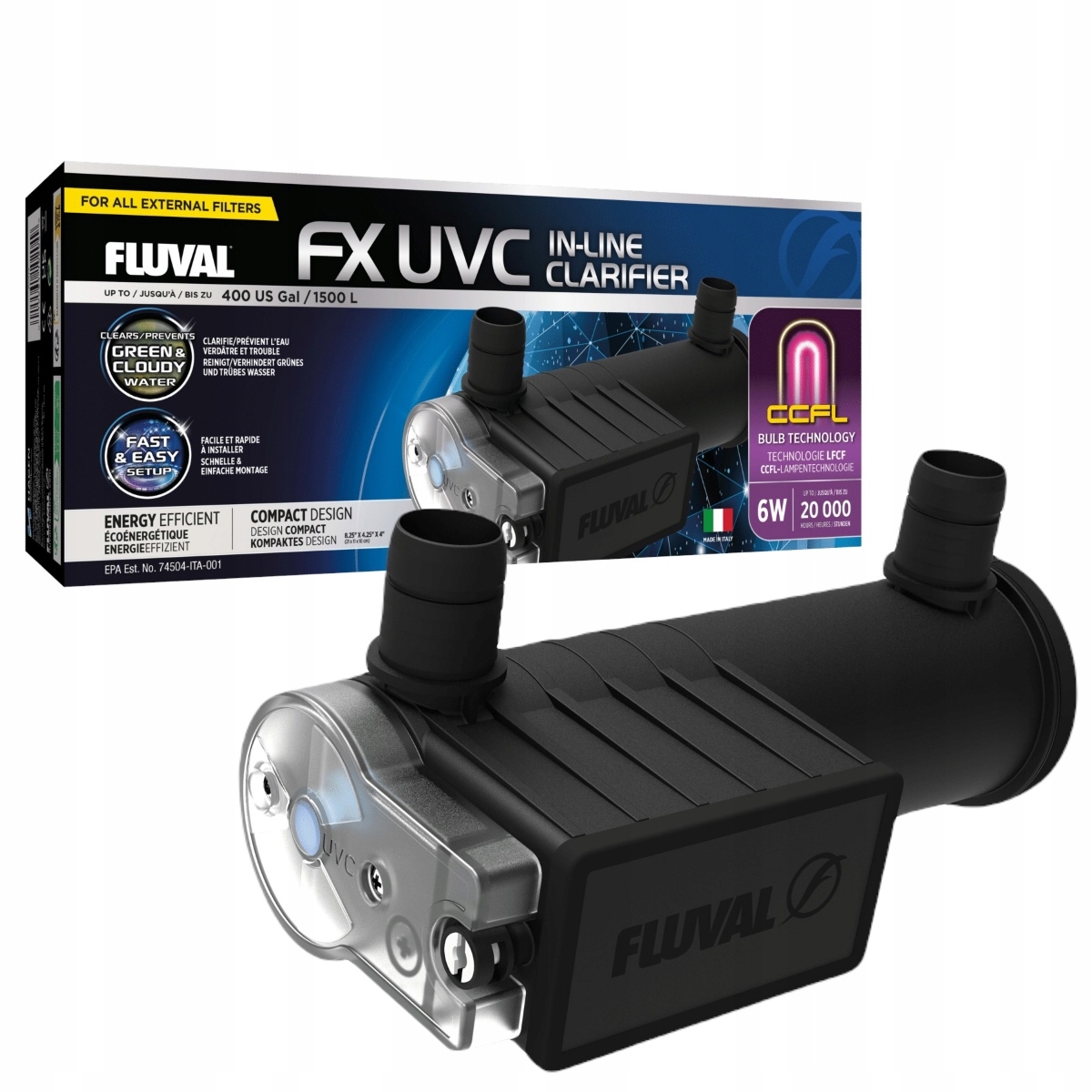 Fluval Fx Uvc In-Line Clarifier Uv-c sterilizační lampa pro akvárium 1500L