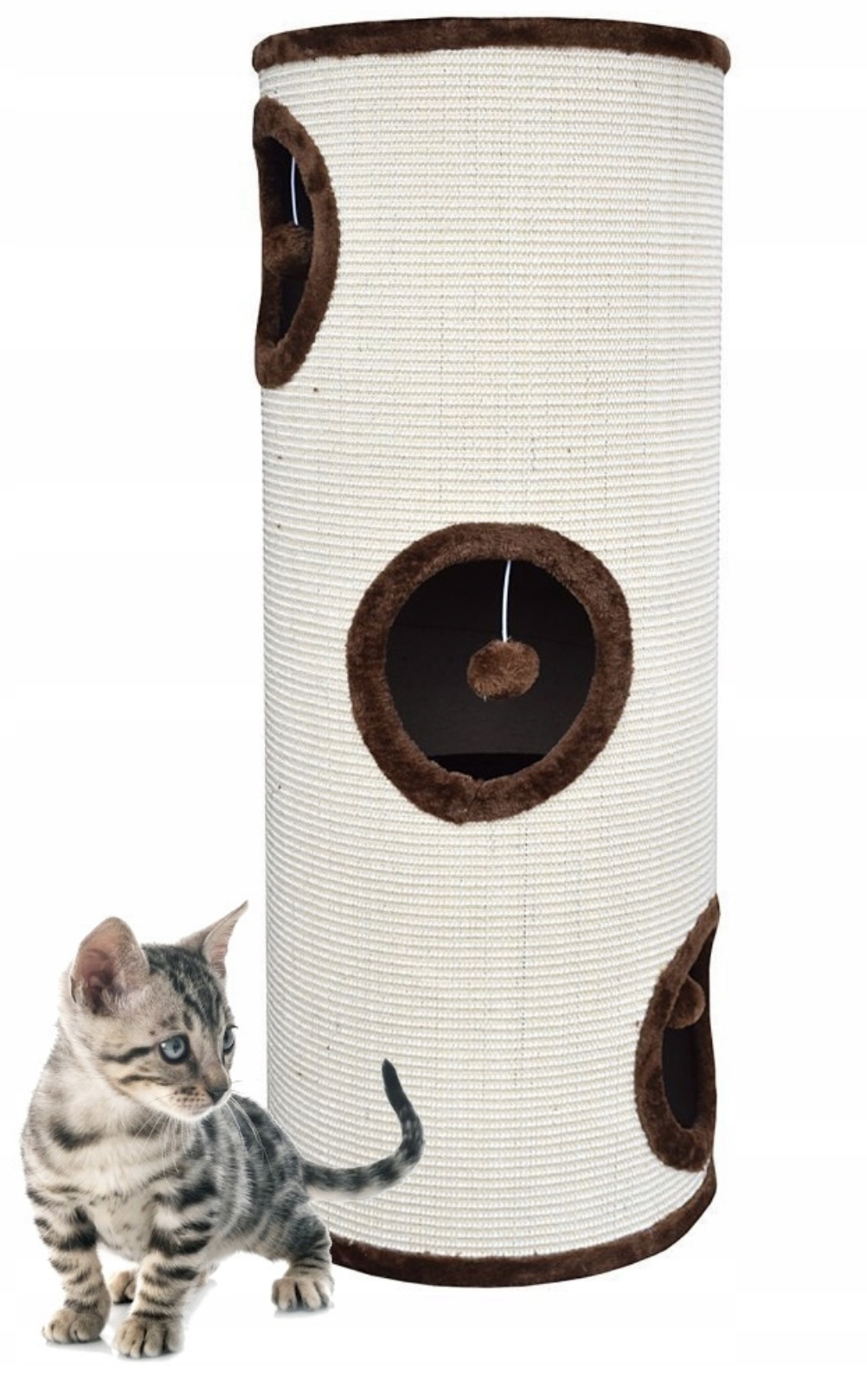 Škrabadlo tunel pro kočky hnědo-krémové 100 cm