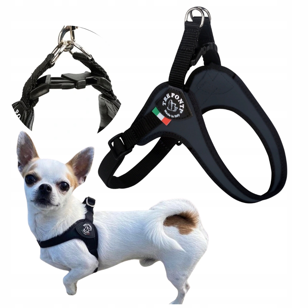 Postroj Pro Psa Tre Ponti Easy Fit Nastavitelný Černý Chihuahua Mini York