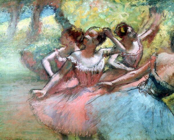 Degas, Edgar Degas, Edgar - Obrazová reprodukce Four ballerinas on the stage, (40 x 30 cm)