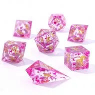 HYMGHO Sharp Edge Liquid Core RPG Dice Set - Pink