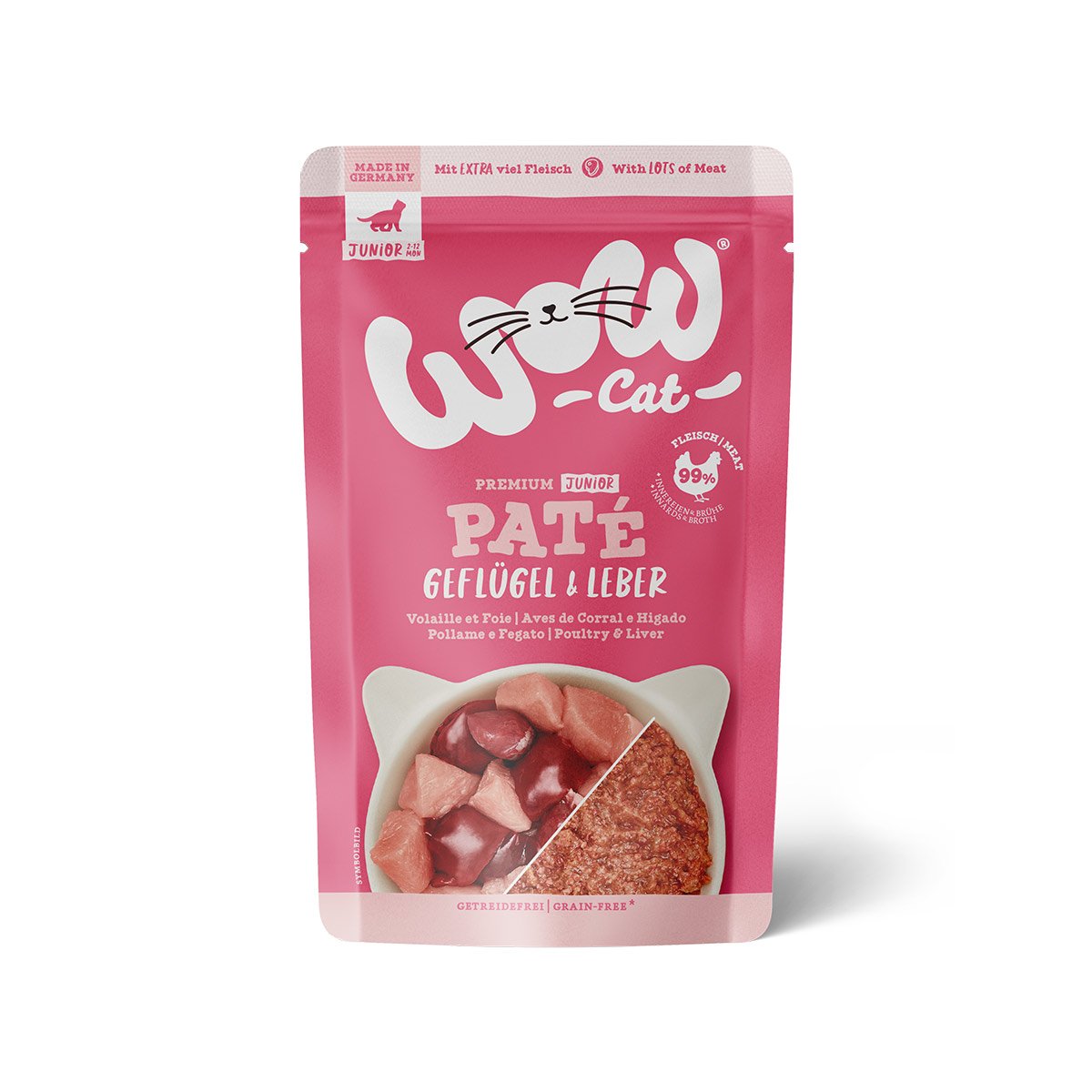 WOW CAT Junior drůbež a játra 12 × 125 g