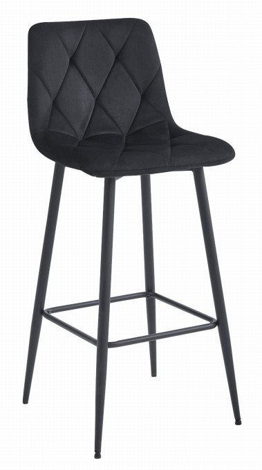 Barová židle NADO sametová černá (černé nohy)