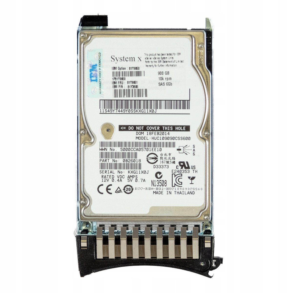 Ibm 81Y9651 81Y3805 900 Gb 10K SAS-2 2,5'' HUC109090CSS600