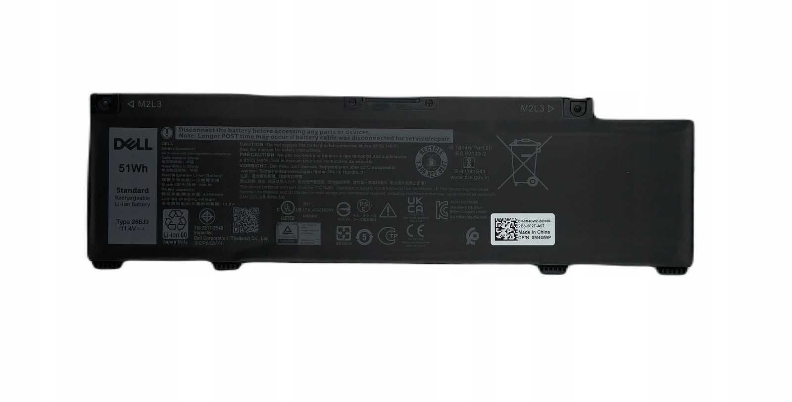 Nová Originální Baterie Dell M4GWP Type 266J9 51Wh M4GWP Dodání 2024