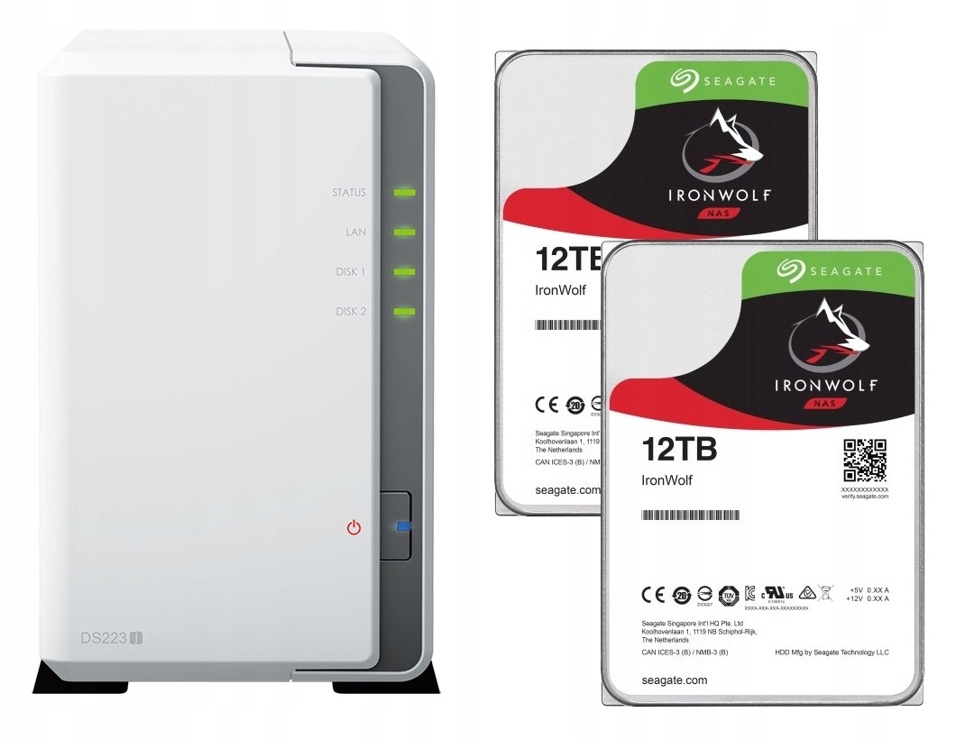 Nas Synology DS223j 2x 12TB Seagate IronWolf