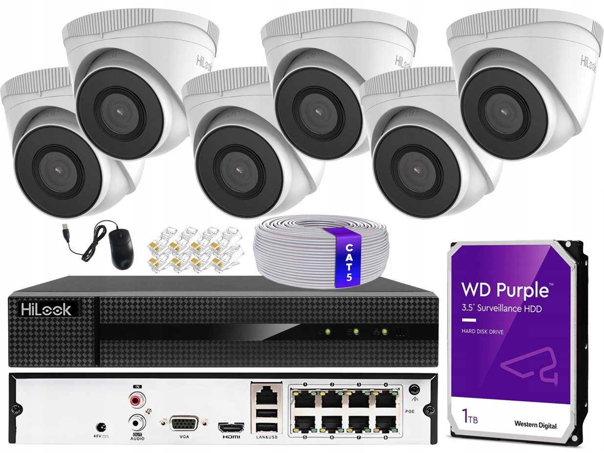 HiLook monitorovací sada by Hikvision IPCAM-T5 8xPoE Kit NVR-8CH