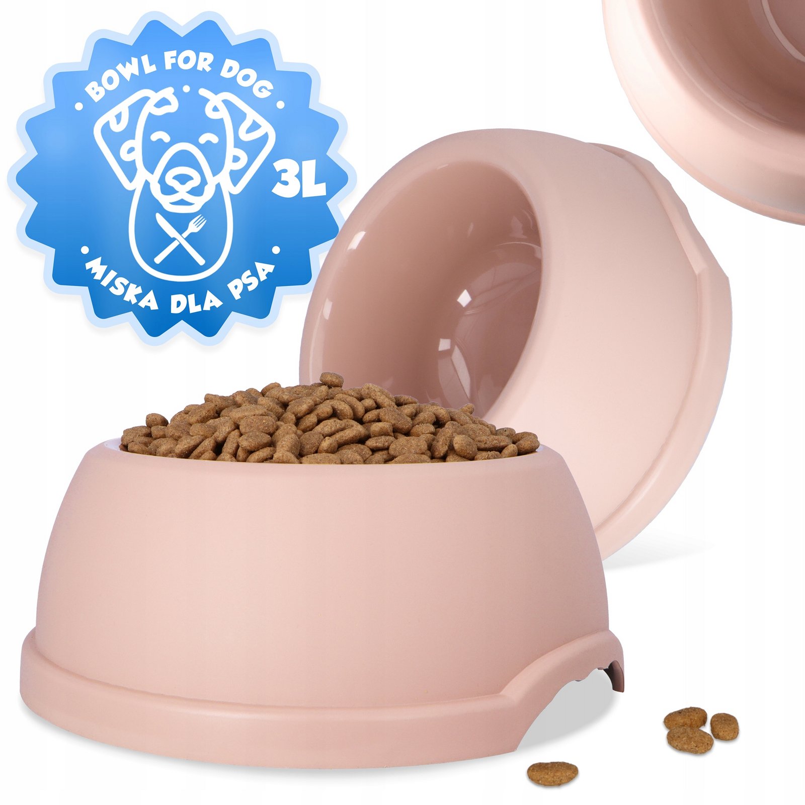 2x Plastová miska Protiskluzová Velký pes 3l Krmivo Voda XL Silná Odolná