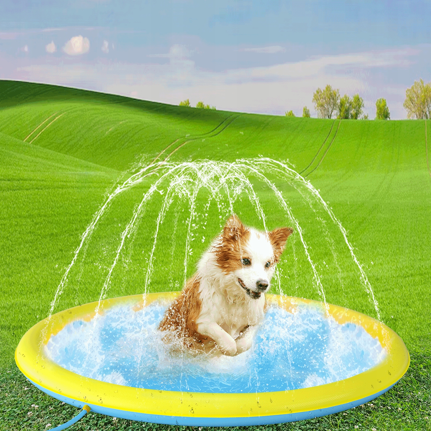Chladící vodní podložka pro psa Zahradní fontána Ø170cm
