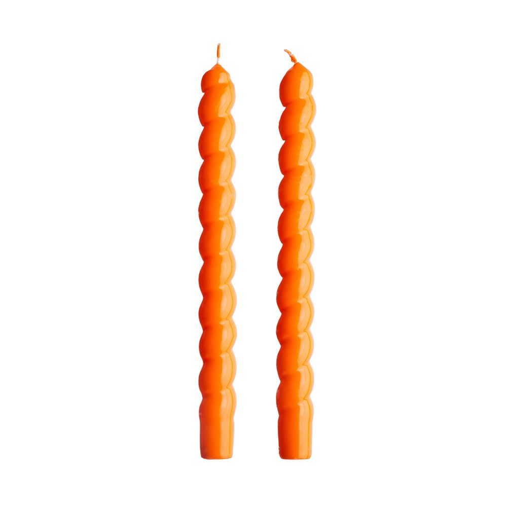 TWISTED Sada lesklých svíček 2 ks 25,5 cm - oranžová