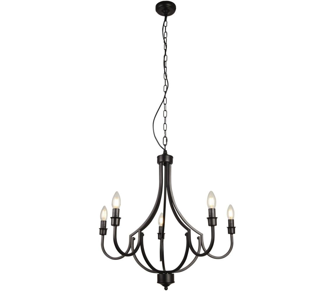 Searchlight Searchlight 82915-5BK - Lustr na řetězu LODGE 5xE14/60W/230V černá