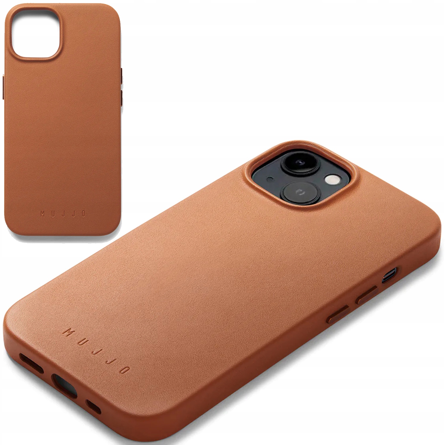 Pouzdro s MagSafe Mujjo pro iPhone 15/14/13 Kryt Kožený, Case Full Leather