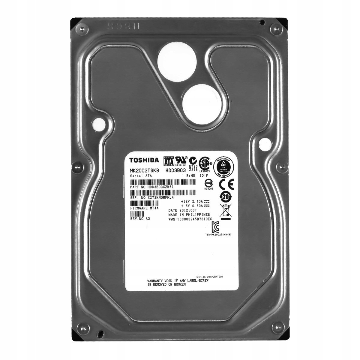 Toshiba 2TB 7,2K 64MB Sata II 3,5'' MK2002TSKB