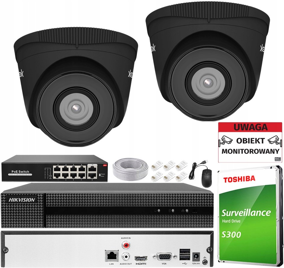 Monitorovací sada Hikvision Kit IPCAM-T5 BLACK-SW8