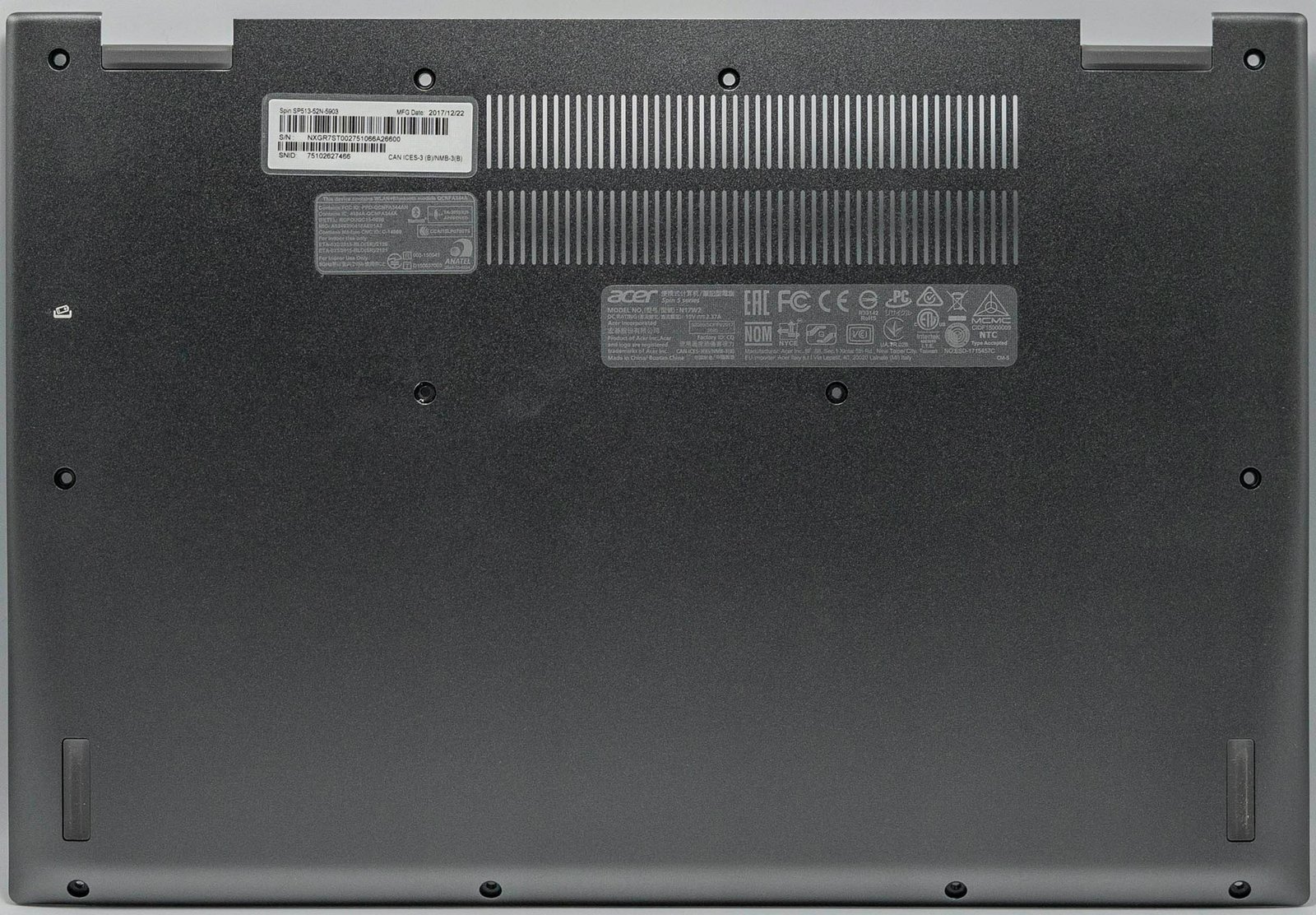 Spodní kryt Acer Spin SP513-52N 60.GR7N1.001