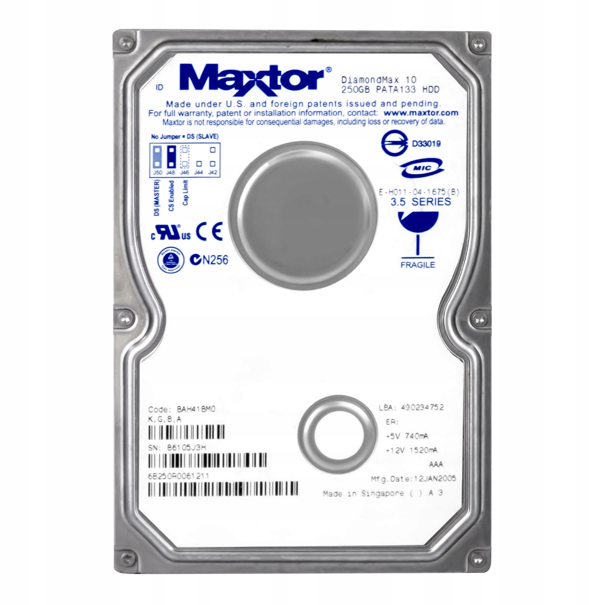 Maxtor DiamondMax 10 250GB 7.2K 16MB Ata 3.5'' 6B250R0