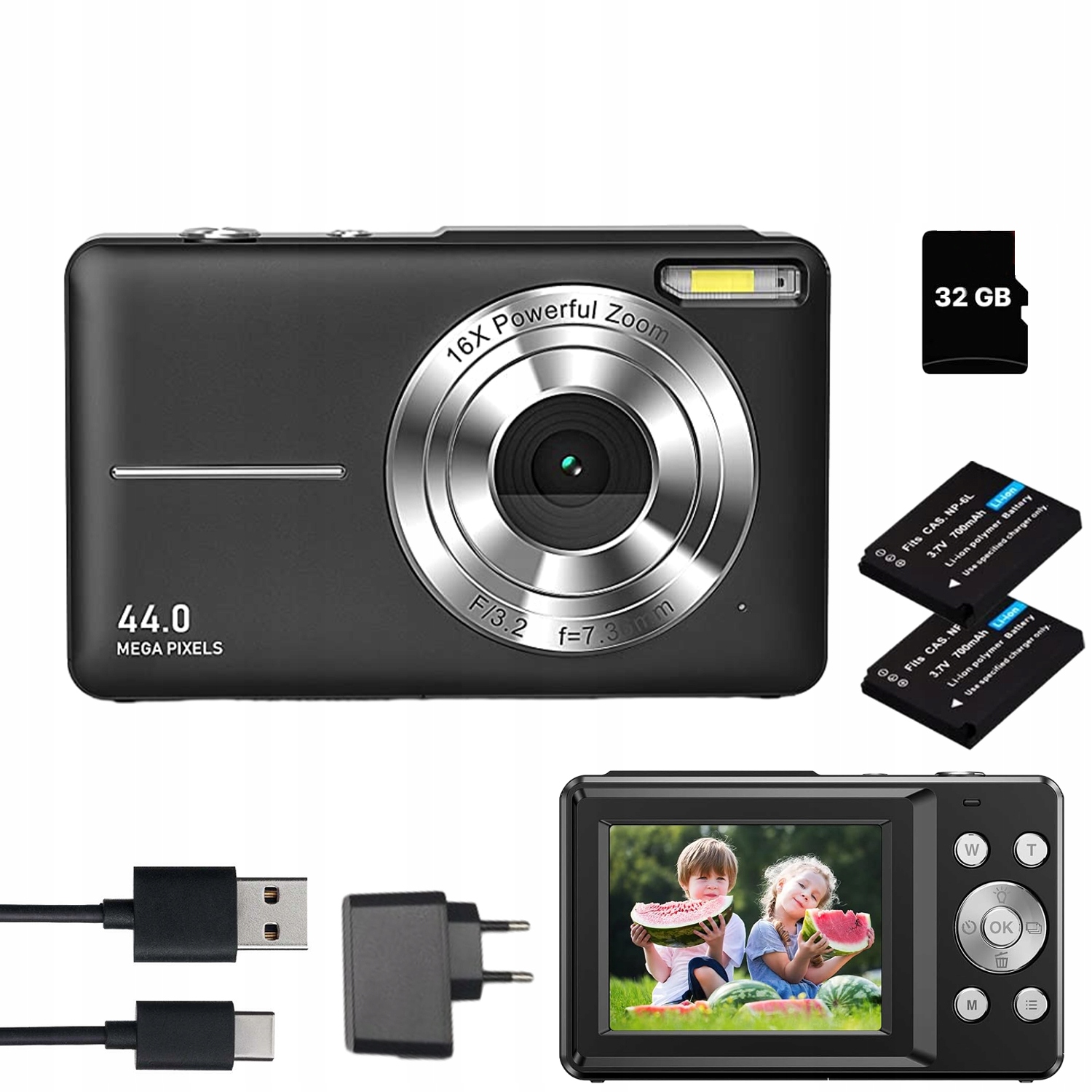 Digitální fotoaparát Hd 1080P 44MP s 16x digitálním zoomem vestavěným doplňkovým bleskem