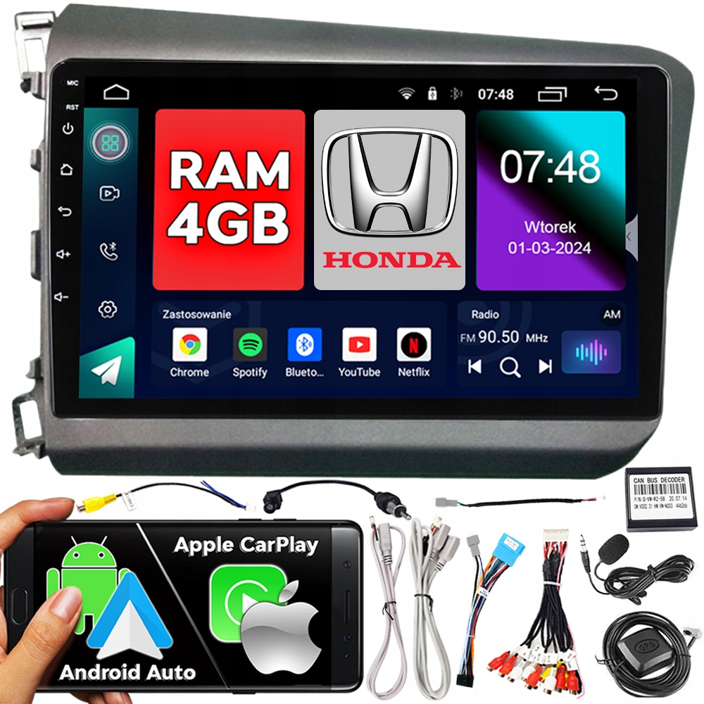 Ncs Navigační Rádio Pro Honda 9 IX 2012-15 Android Carplay 4 Gb Ram Bt