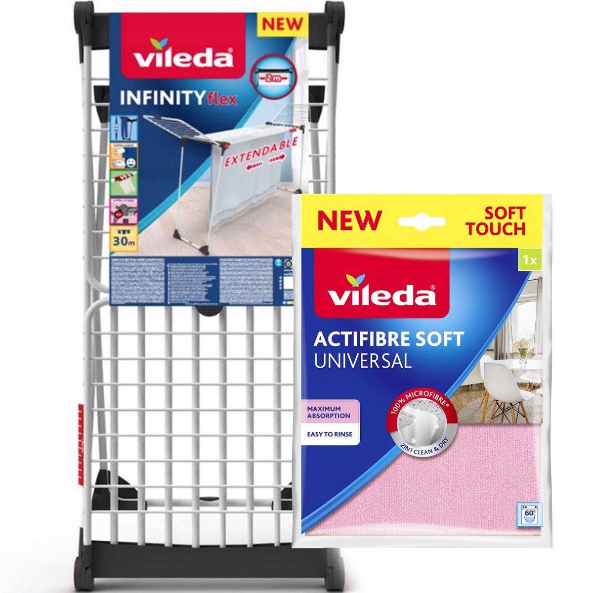 Vileda Rozkládací Sušák prádla Infinity Flex Vileda Actifibre Soft 1