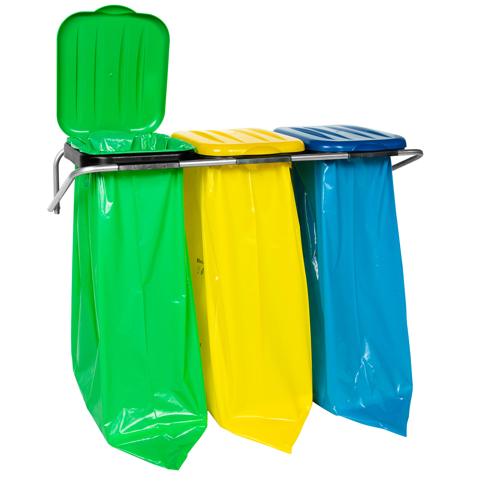 Nástěnný Držák Závěsný Pro Třídění Odpadu 3 Barvy Sáčky 120L