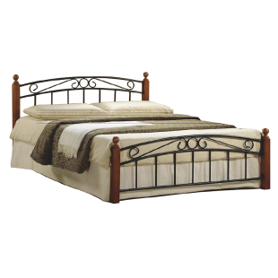 Tempo Kondela, s.r.o. Manželská postel 160x200cm DOLORES, dřevo třešeň/černý kov