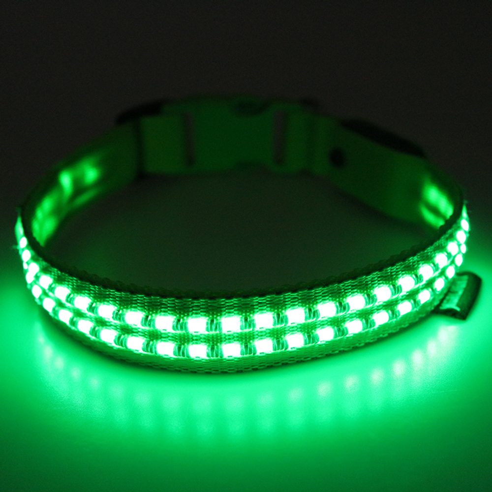 Reedog luminous USB svíticí obojek pro malé, střední a velké psy - zelená - S