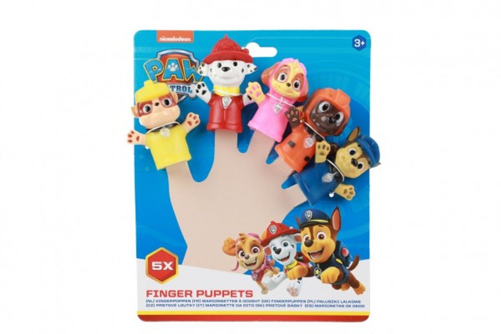 Teddies Maňásek prstový 5ks Tlapková patrola/Paw patrol guma 6cm na kartě 16,5x20cm