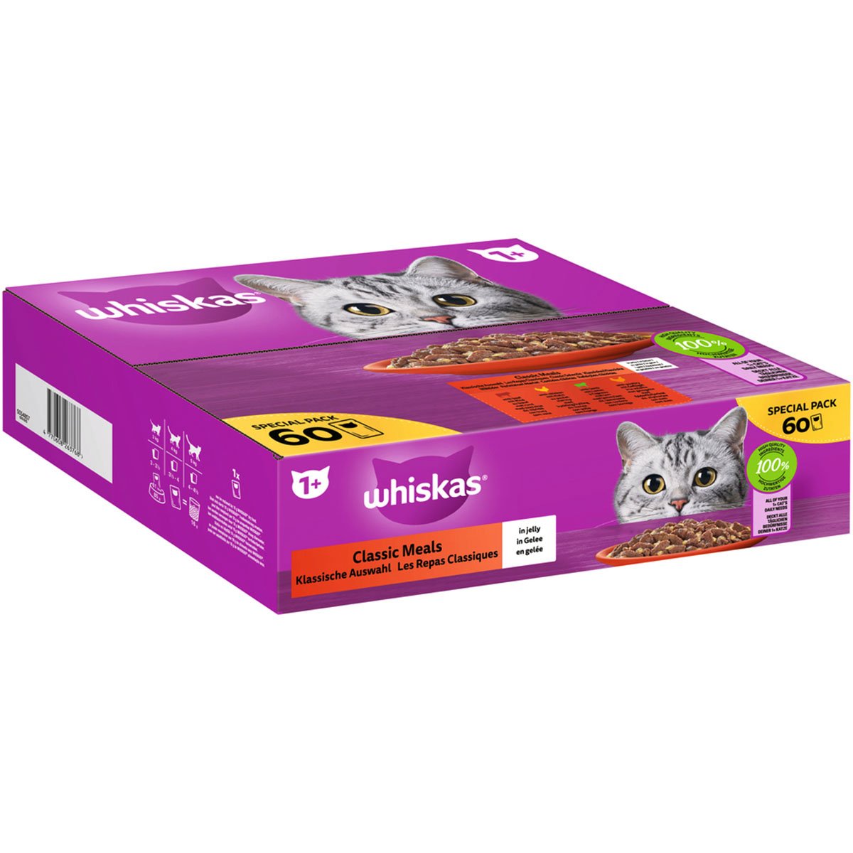 Whiskas Multipack 1+ klasický výběr v želé, 60 × 85 g