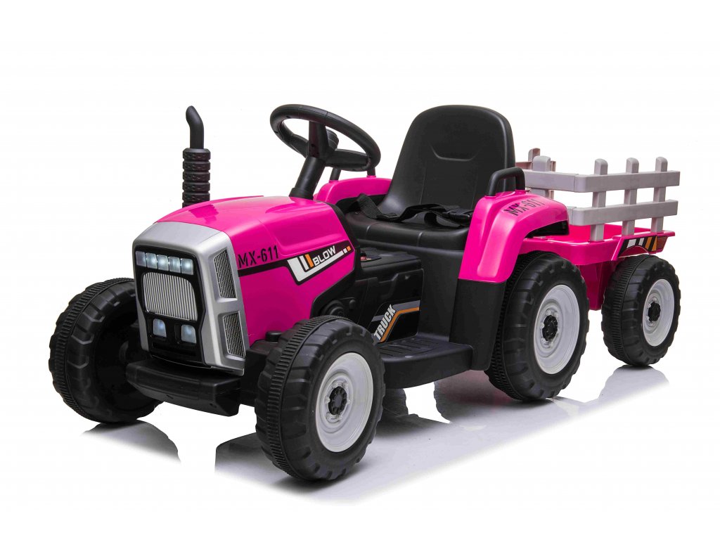 Mamido Mamido Elektrický traktor s vlečkou T2 růžový 12V7Ah EVA kola