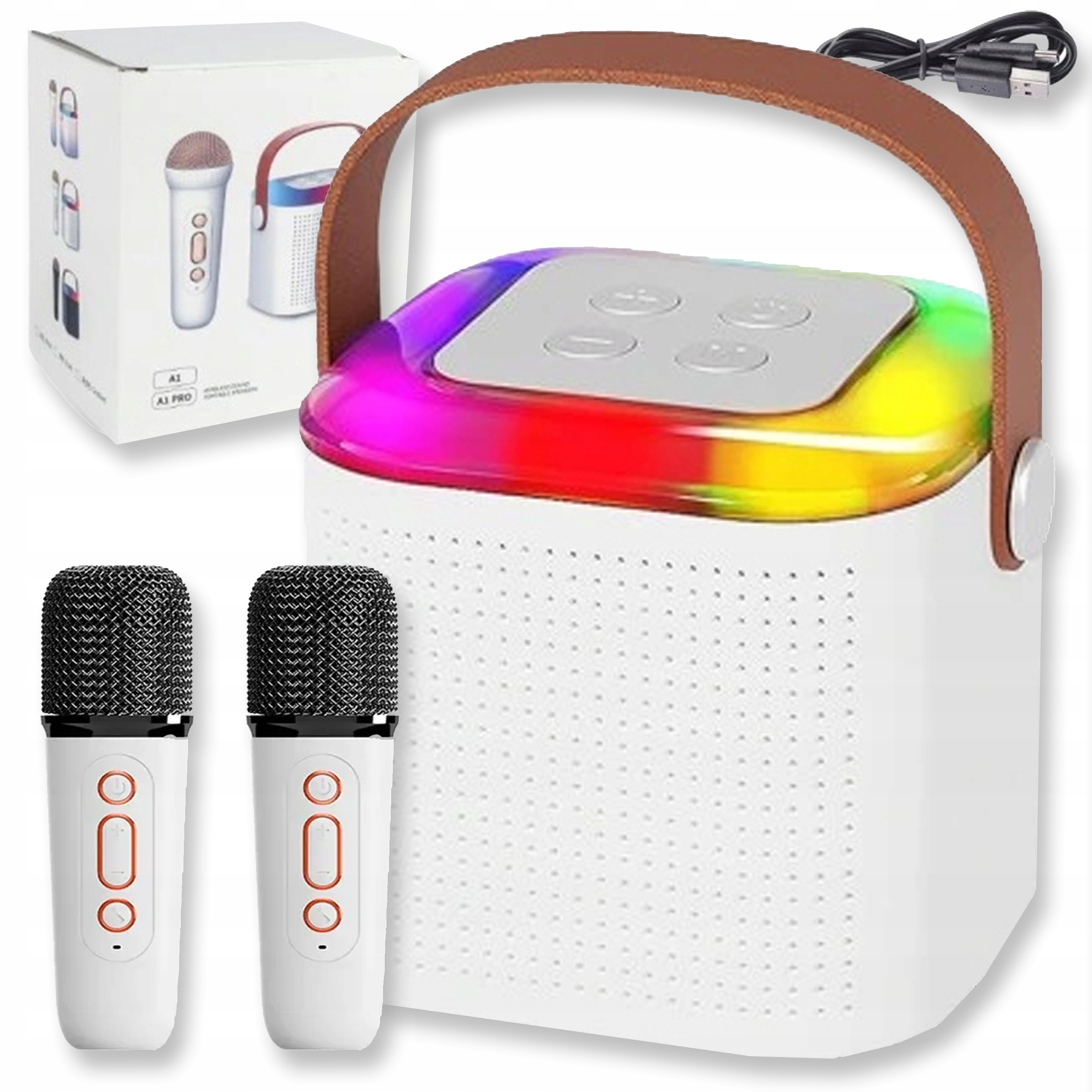 Karaoke Sada Bluetooth Mikrofon Bezdrátový Reproduktor Usb Přenosný Aux