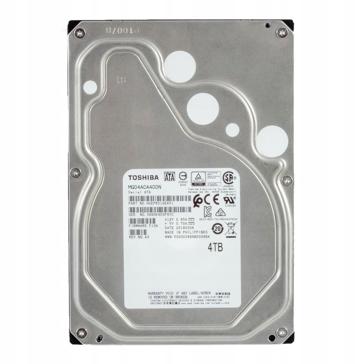 Toshiba 4TB 7.2K 128MB Sata III 3.5'' MG04ACA400N