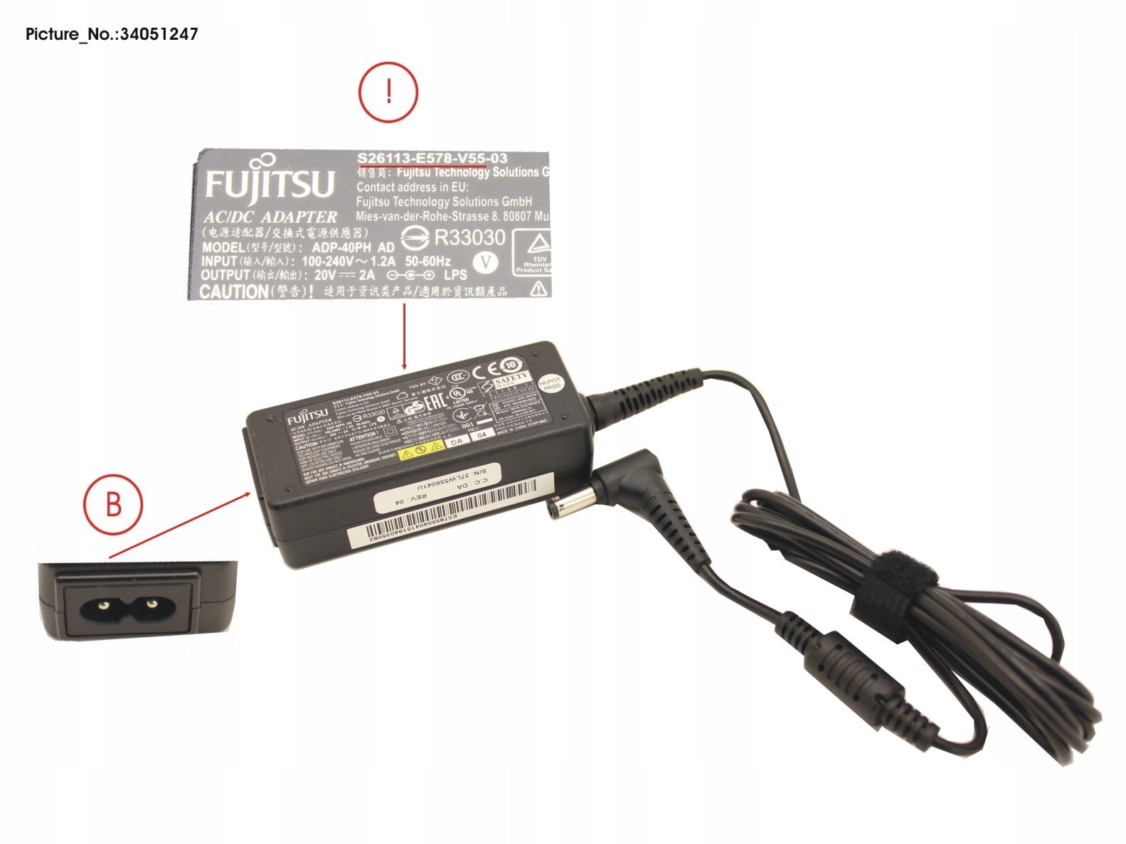 Originální Fujitsu 40W ADP-40PH S26113-E578-V55