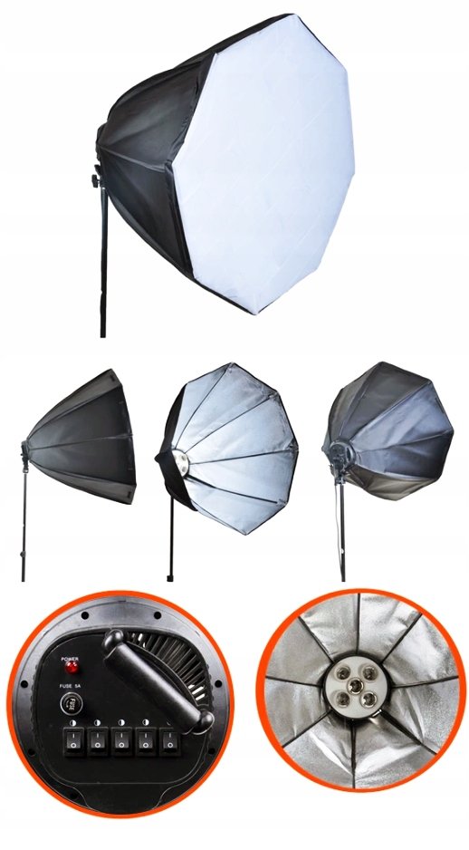 Trvalé světlo softbox 90cm octo na 5 žárovek