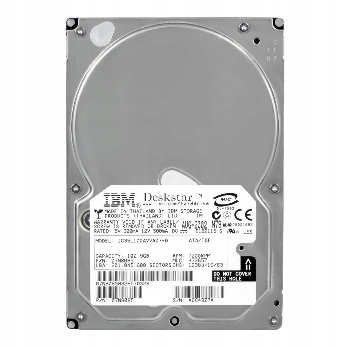 Ibm DeskStar 120GXP 07N8085 100GB 7,2K 2MB Ata 3,5'' IC35L100AVVA07-0