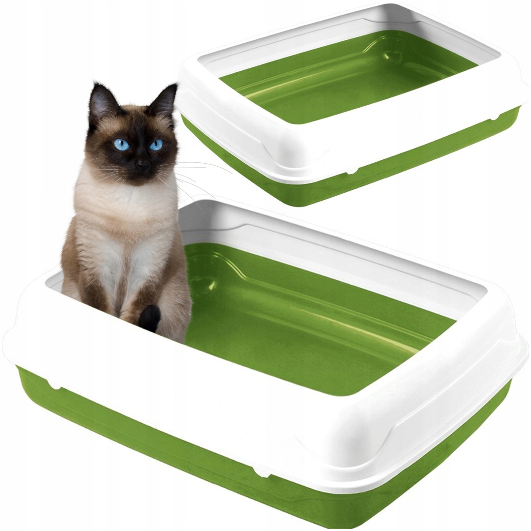 Kuweta S Rámečkem Pro Kočky Toaleta Pro Kočky Na Stelivo Wc 47x39x15cm Zelená