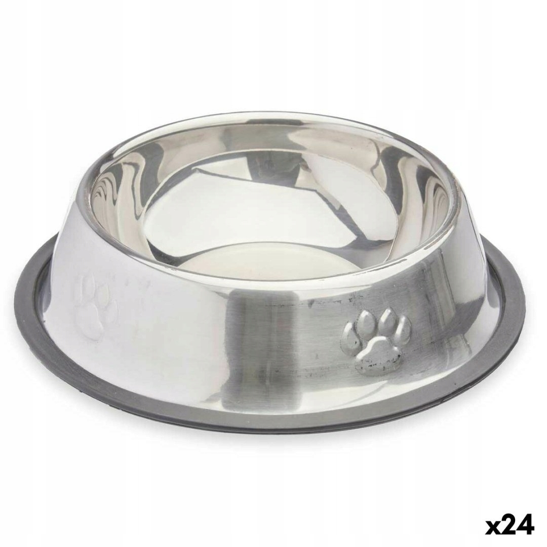 Krmítko pro psy Stříbřitý šedý Gumový kov 35 x 0,03 x 25 cm (24 kusů)