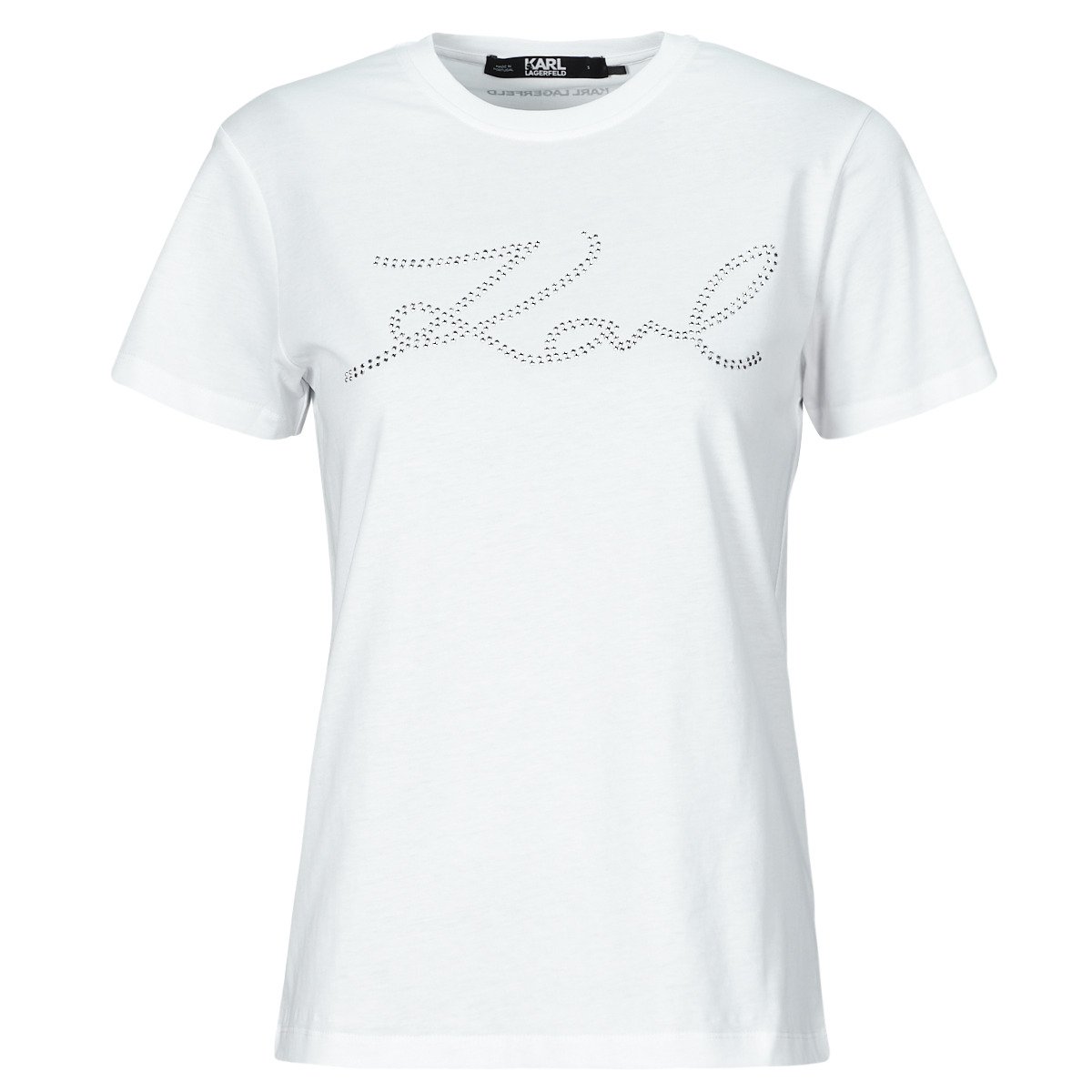 Karl Lagerfeld  rhinestone logo t-shirt  Bílá