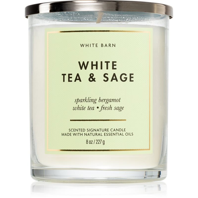 Bath & Body Works White Tea & Sage vonná svíčka 227 g